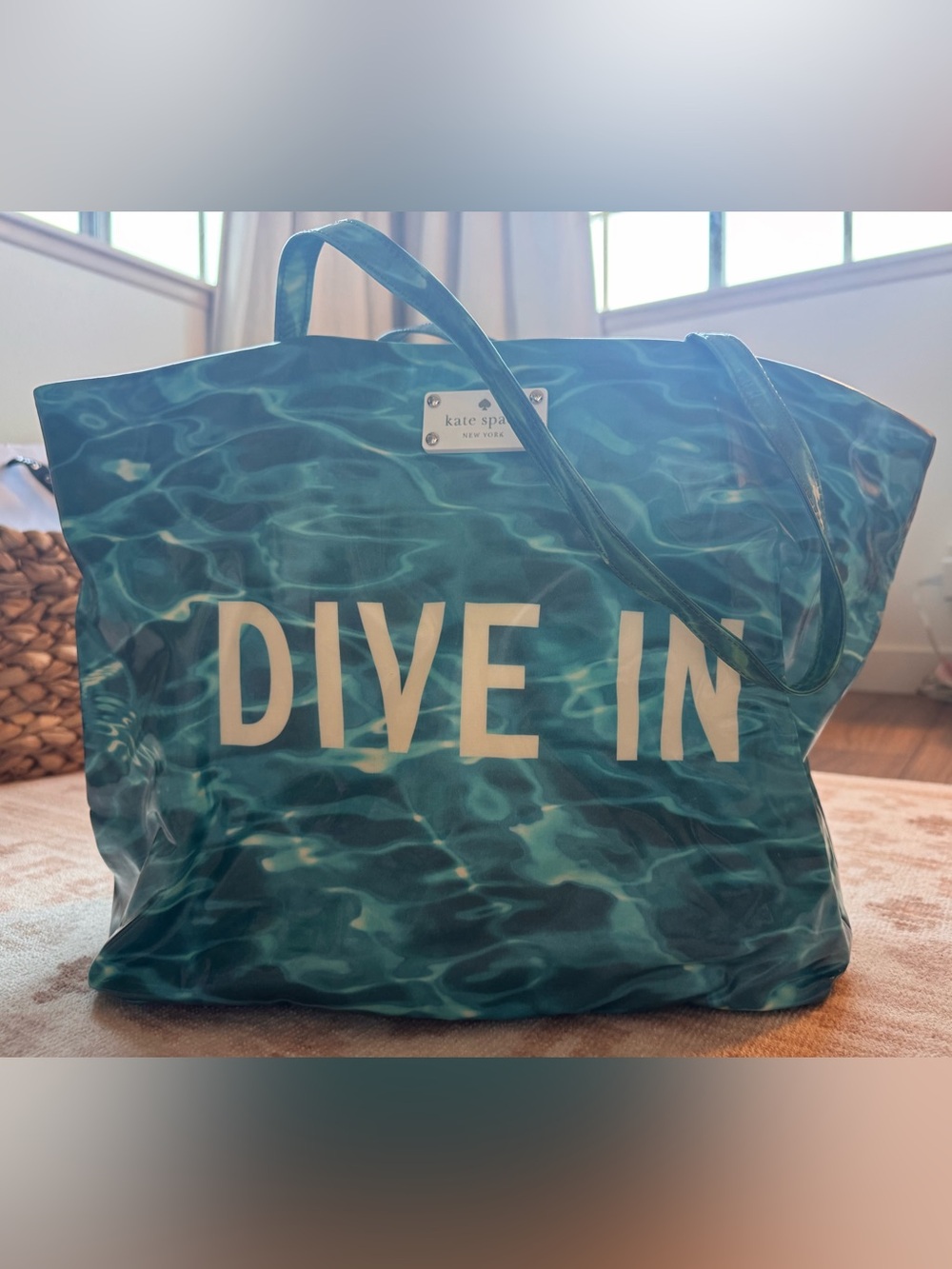 kate spade Teal Pool-Print 'DIVE IN' Coated Canvas Tote